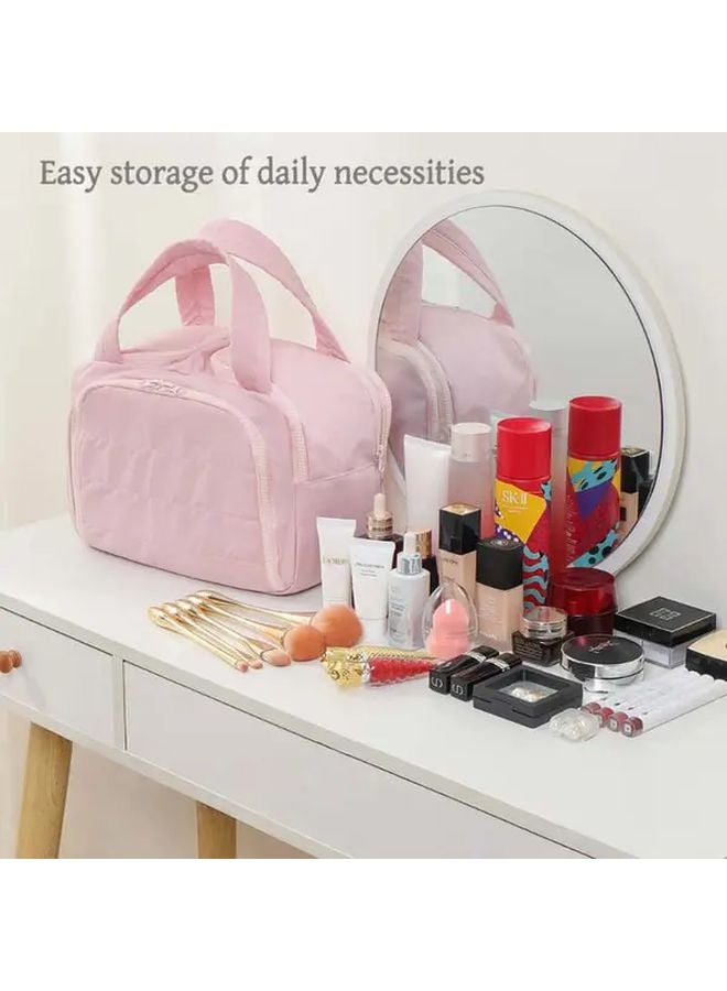 Black Travel Toiletry Bag Polyester Cosmetic Organizer Zippered Foldable Lightweight Machine Washable - Image 2